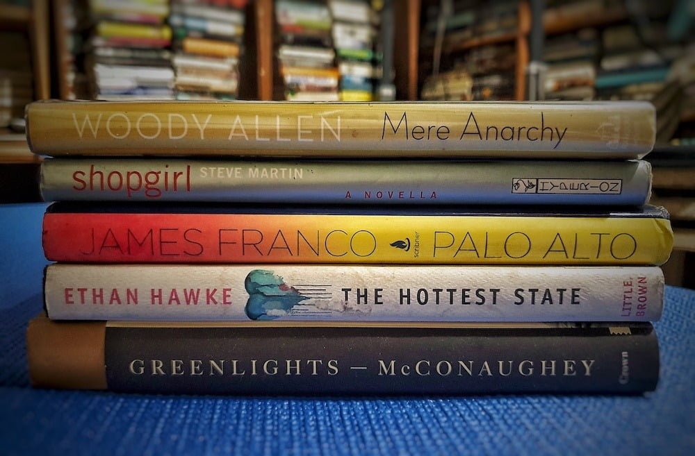 Books by Woody Allen, Steve Martin, James Franco, Ethan Hawke, and Matthew McConaughey