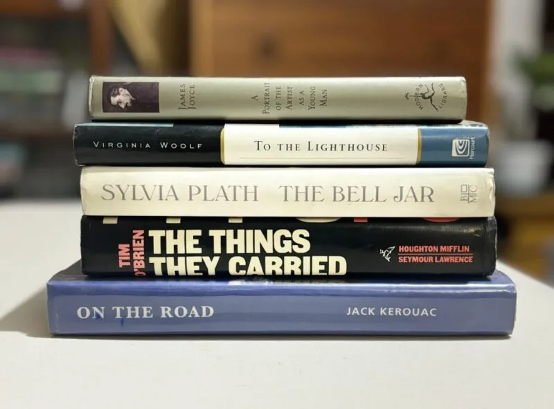 Autobiographical novels: A Portrait of the Artist as a Young Man, To the Lighthouse, The Bell Jar, The Things They Carried, On the Road