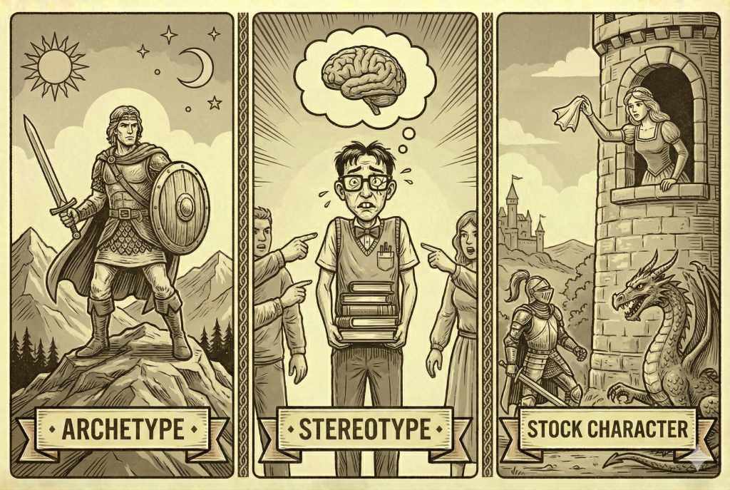 Character archetype vs. stereotype vs. stock character
