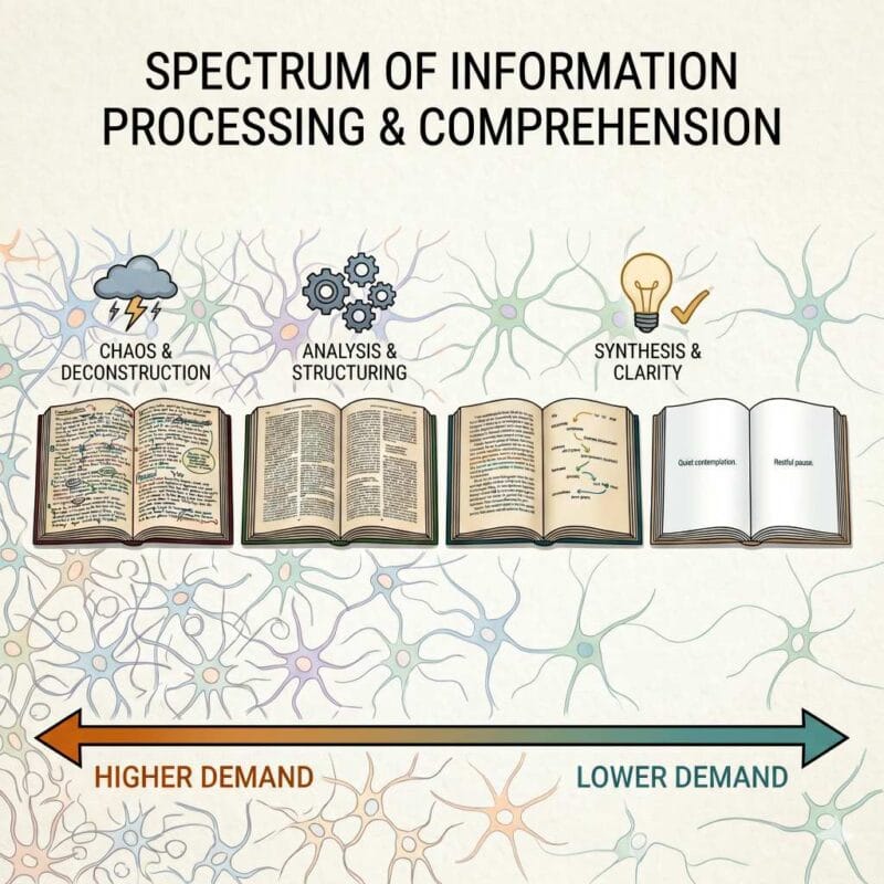 Spectrum of information processing and comprehension